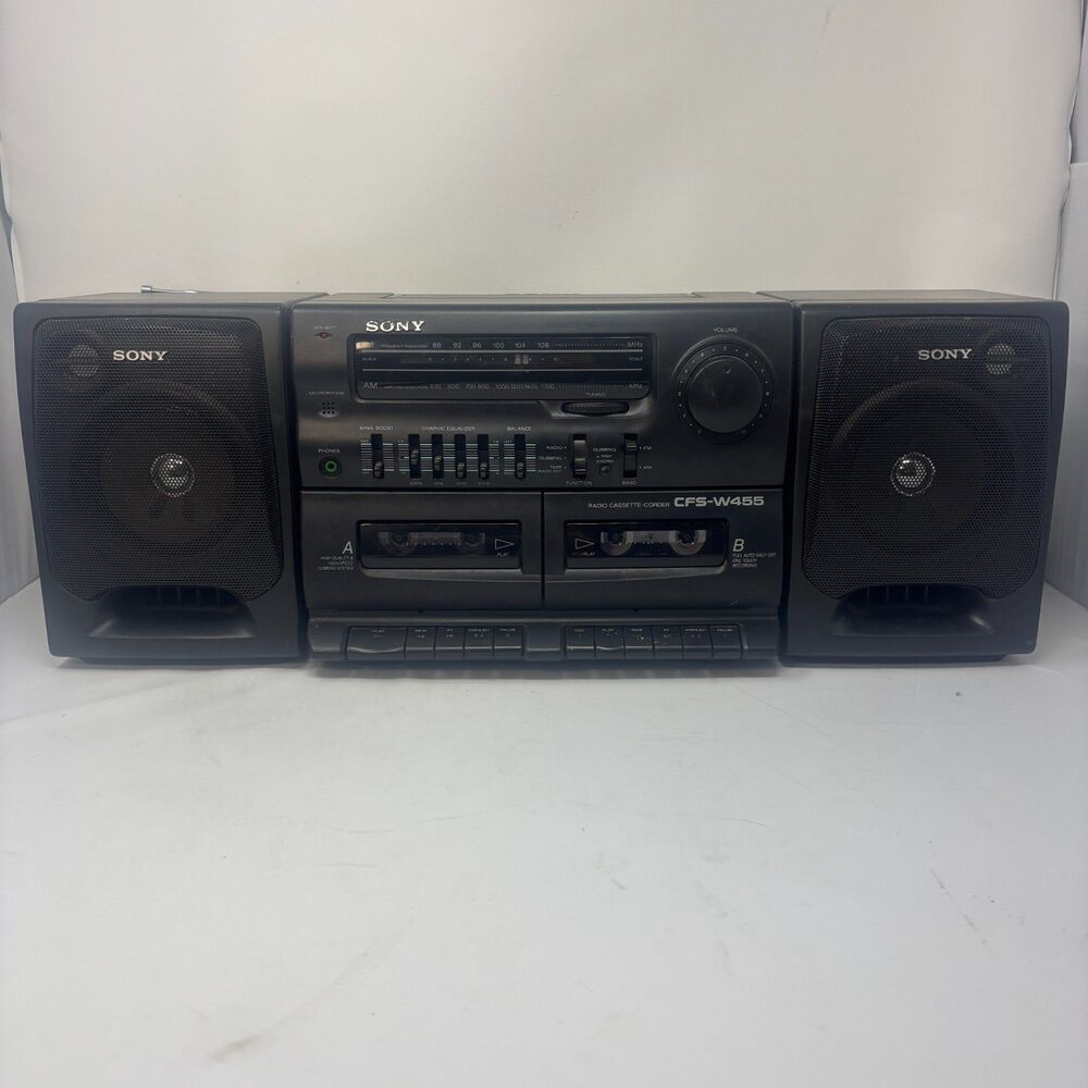 SONY CFS W-455 RADIO-CASSETTE CORDER Dubbing Cassettes AM/FM *Tested*